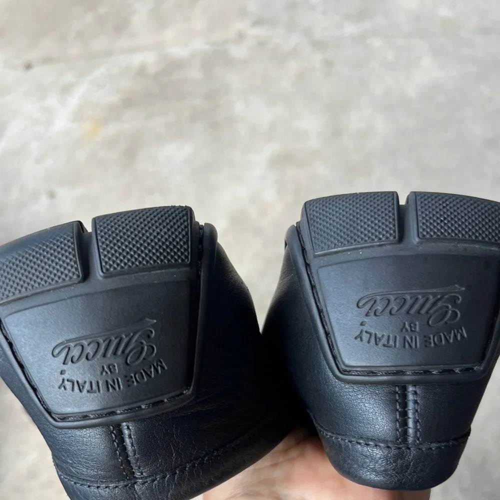 Gucci Authentic Embossed Black Leather Slip-On Loafers Men’s Sz 8.5